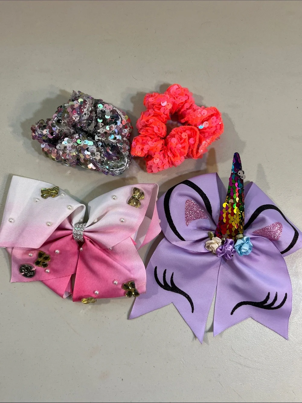 Unbranded Kids Unicorn Hair Bow Set - Purple and Pink